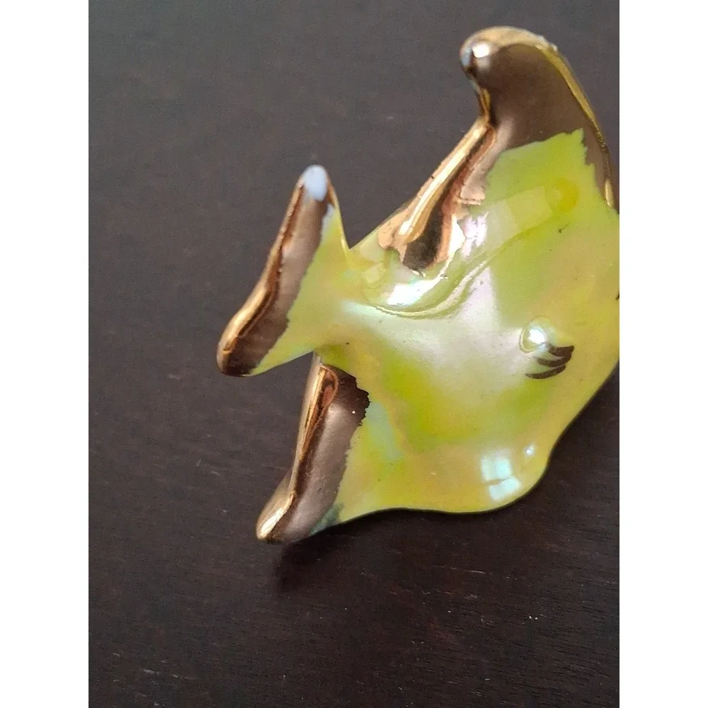 Vintage Porcelain Japan Angelfish Salt and Pepper Shakers White Gold Trim
